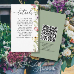 Cartão De Informações Primavera Floral Wedding Detalhes do Código QR