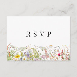 Cartão De Informações Primavera Summer Wildflower Beige Boho RSVP Card