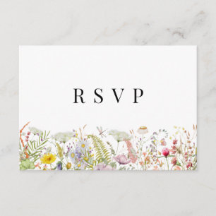 Cartão De Informações Primavera Summer Wildflower Beige Boho RSVP Card