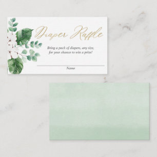 Cartão De Informações Primavera verde-ouro, fralda floral branco