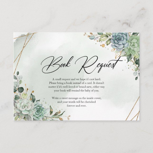 Cartão De Informações Primavera verde suculenta a solicitação do livro d (Frente)