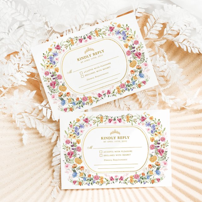 Cartão De Informações Primavera Wildflower Quinceanera Mis Quince Anos R (Criador carregado)