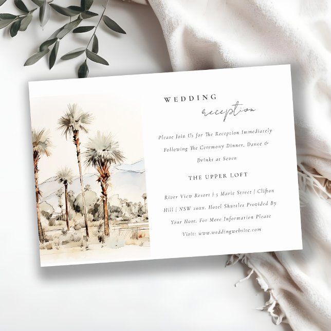 Cartão De Informações Primaveras Chic Palm Recepção de casamento da Cali (Criador carregado)