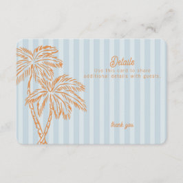 Cartão De Informações Primaveras de Palma Azul Pastel Beach Detalhes Ins