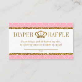 Cartão De Informações Princesa Real Rosa e Dourada Raffle