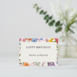 Cartão De Informações Printable Floral Birthday Card | Instant Download