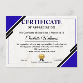 Cartão De Informações Professional Appreciation Certificate