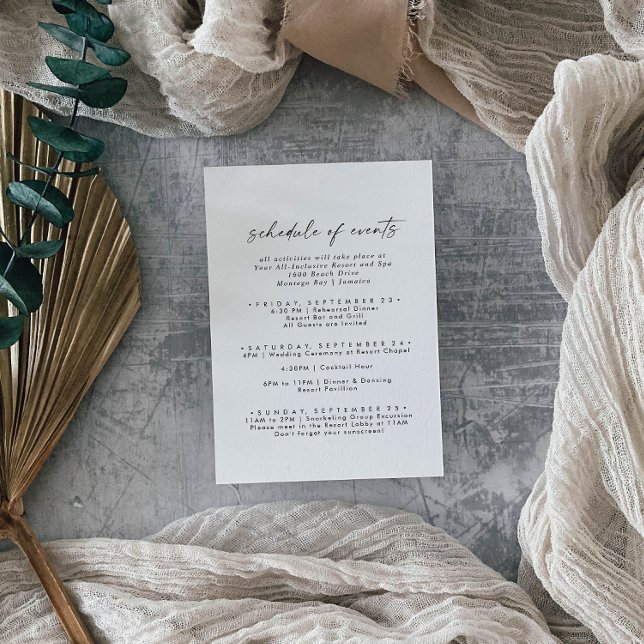 Cartão De Informações Programação de Eventos de Fim de Semana de Casamen (Criador carregado)