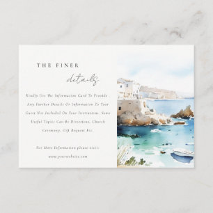 Cartão De Informações Puglia Itália Paisagem Aquarela Detalhes Casamento