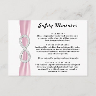 Cartão De Informações Pulseira Rosa Diamante Infinito Medidas de Seguran