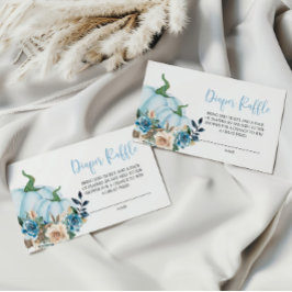 Cartão De Informações Pumpkin Azul e Flores Fralda Raffle