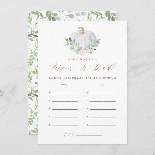 Cartão De Informações Pumpkin Branco Quantos Anos Tinham a Mãe e o Cartã (Frente/Verso)