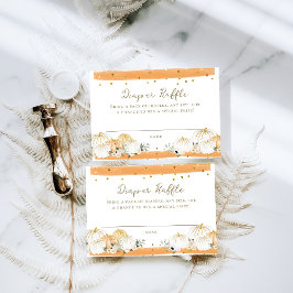 Cartão De Informações Pumpkin - Chá de fraldas de queda moderna Raffle