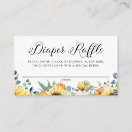 Cartão De Informações Pumpkin de Aquarela e Raffle de Fralda de Girassol