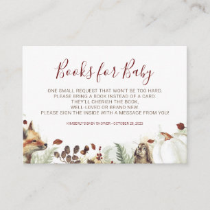 Cartão De Informações Pumpkin e Livros de Animais Florestais para Bebê