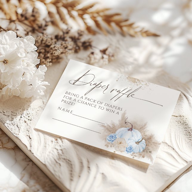 Cartão De Informações Pumpkin Fall floral & Pampas Chá de fraldas Fralda (Criador carregado)