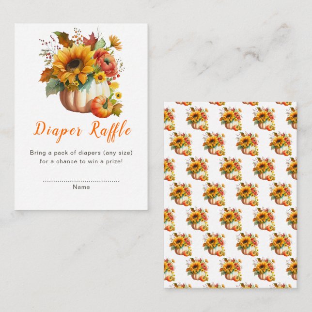 Cartão De Informações Pumpkin Flor Buquê Fralda Raffle Chá de fraldas (Frente/Verso)