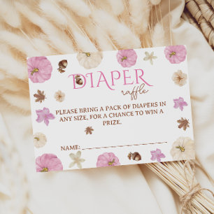 Cartão De Informações Pumpkins rosa Flores Chá de fraldas Fralda Raffle