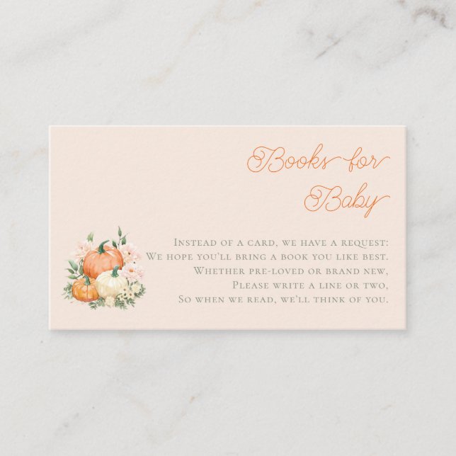 Cartão De Informações Pumpkins Whimsical e Livros Rosa para Bebê (Frente)