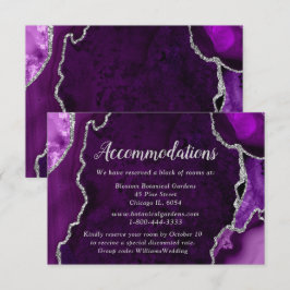 Cartão De Informações Purple and Silver Agate Wedding Accommodations