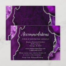 Purple and Silver Agate Wedding Accommodations