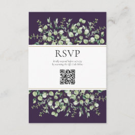 Cartão De Informações Purple Eucalyptus QR Code Wedding RSVP