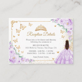 Cartão De Informações Purple Lilac Gold Quinceanera Reception Details