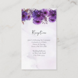 Cartão De Informações Purple Watercolor Chrysanthemum Wedding Reception