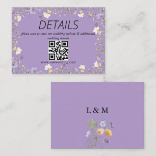 Cartão De Informações Purple Wildflower Summer Floral Casamento QR Códig