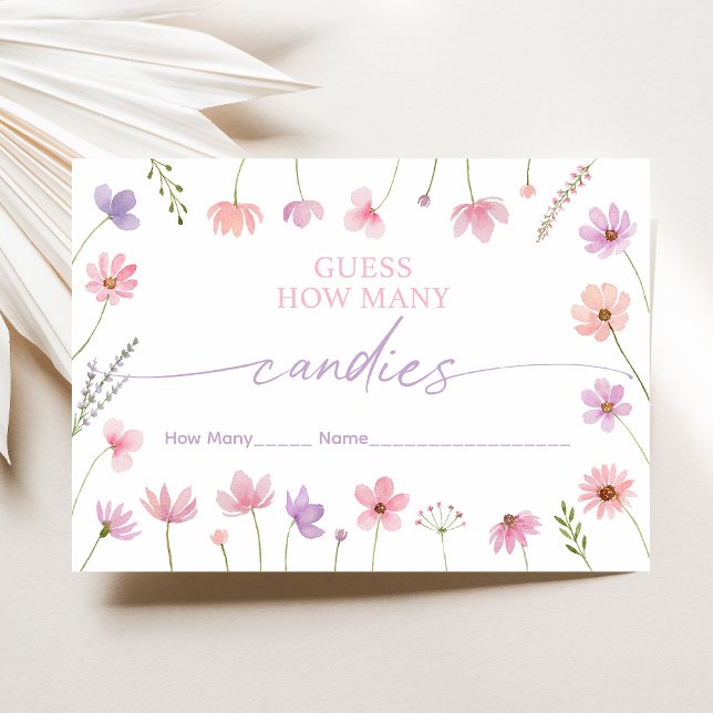 Cartão De Informações Púrpura Rosa, Flor Selvagem, Adivinha Quantos Jogo (Criador carregado)