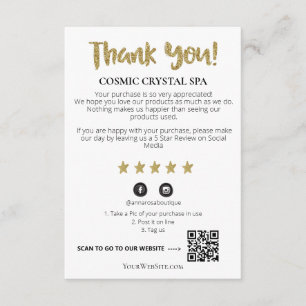 Cartão De Informações *~* QR AP8 OBRIGADO Avaliação com Estrela de Ouro