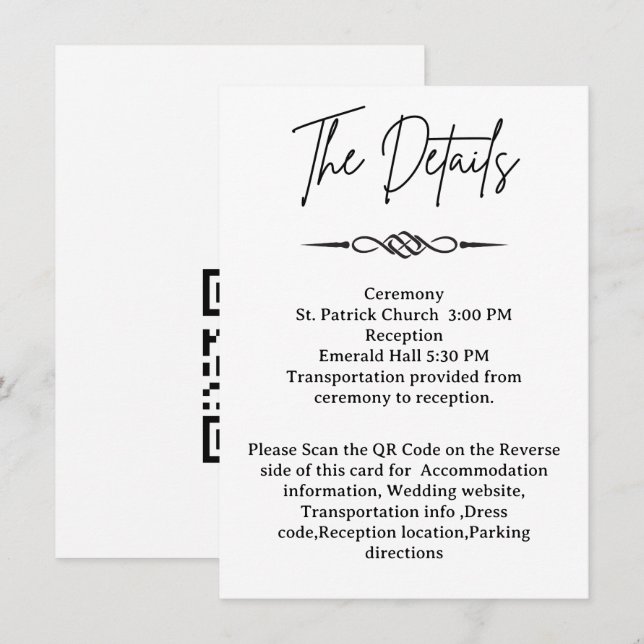Cartão De Informações QR Code Celtic Knotwork Arrow Wedding Details  (Frente/Verso)