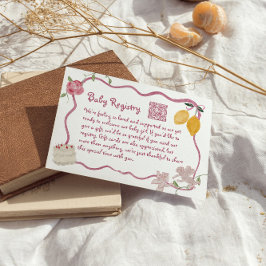 Cartão De Informações QR Code Lemon Baby Girl Registry