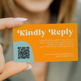 Cartão De Informações QR Code retro wedding budget online RSVP