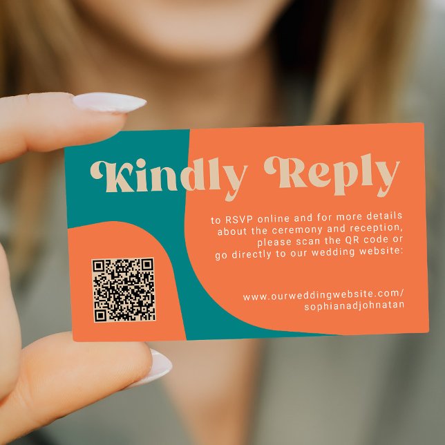 Cartão De Informações QR Code retro wedding budget online RSVP (Criador carregado)