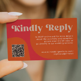 Cartão De Informações QR Code retro wedding budget online RSVP
