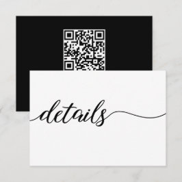 Cartão De Informações Qr code Script Site de casamento detalhes em branc