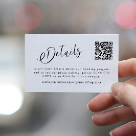 Cartão De Informações QR CODE simples detalhes do casamento de script el