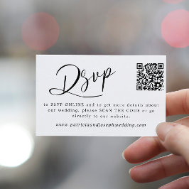 Cartão De Informações QR CODE simples script elegante casamento online r
