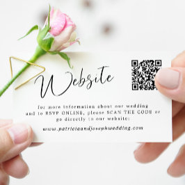 Cartão De Informações QR CODE simples site de caligrafia elegante