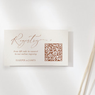 Cartão De Informações QR Code Wedding Registry Neutral Minimalist Boho