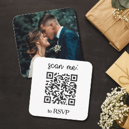 Cartão De Informações QR Code Wedding RSVP Square Photo