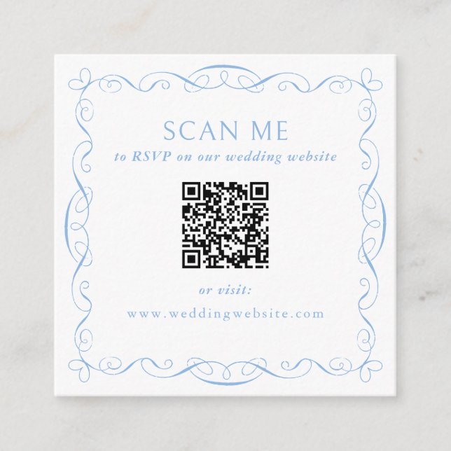 Cartão De Informações QR Code Wedding Website (Frente)