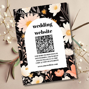 Cartão De Informações qr código Elegant Boho Wildflower Wedding