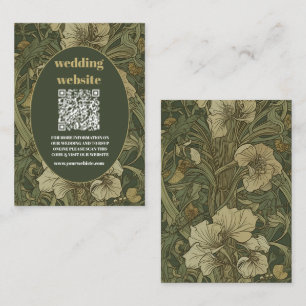Cartão De Informações qr código Vintage Floral Art Nouveau Casamento