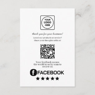Cartão De Informações QR de Avaliação no Facebook Link de Feedback par