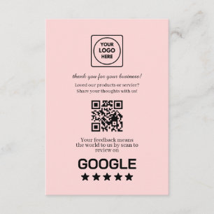 Cartão De Informações QR Rosa Link de Avaliação e Classificação do Goo