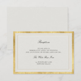Cartão De Informações Quadro Clássico Falso Dourado Ecru Casamento Recep