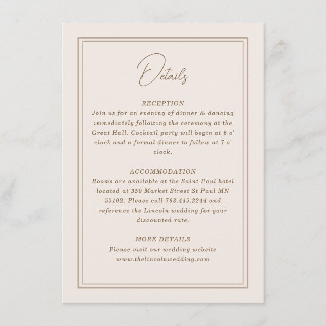 Cartão De Informações Quadro de Ornamentado simples mínimo (Frente)