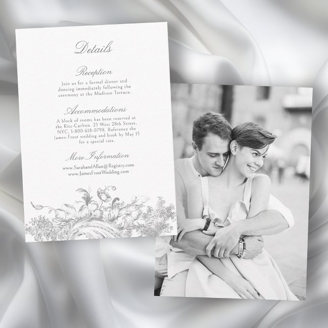 Cartão De Informações Quadro Floral do Rococo Francês Elegante (Criador carregado)